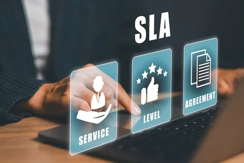 SLA agreement icons representing guaranteed IT support response times Website Snap
